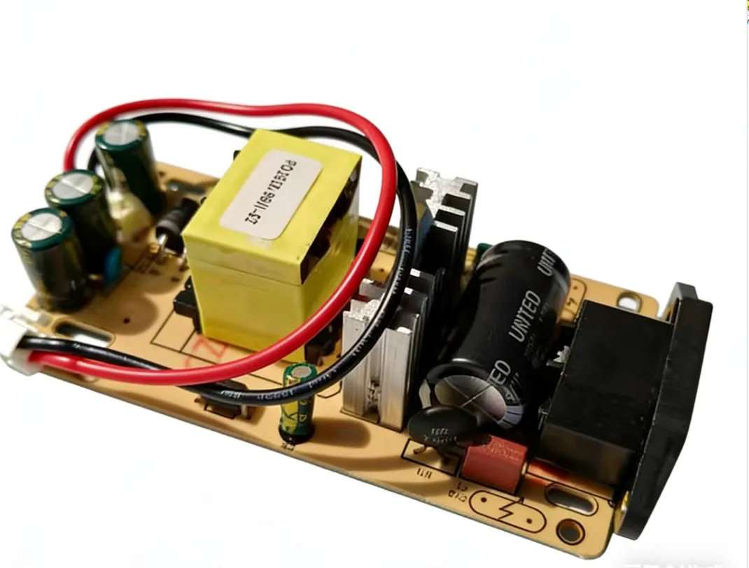Sanyi power adapters with OS-CON polymer and MLCC output array — load transient response ΔV ≤3% V_nom and settling time ≤200 µs at di/dt 2.5 A/µs